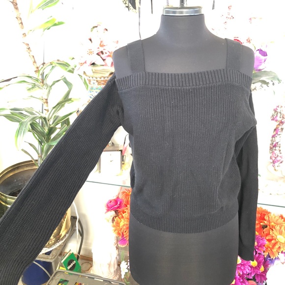 Cute Black Shoulder Cut-out Sweater - Picture 3 of 4
